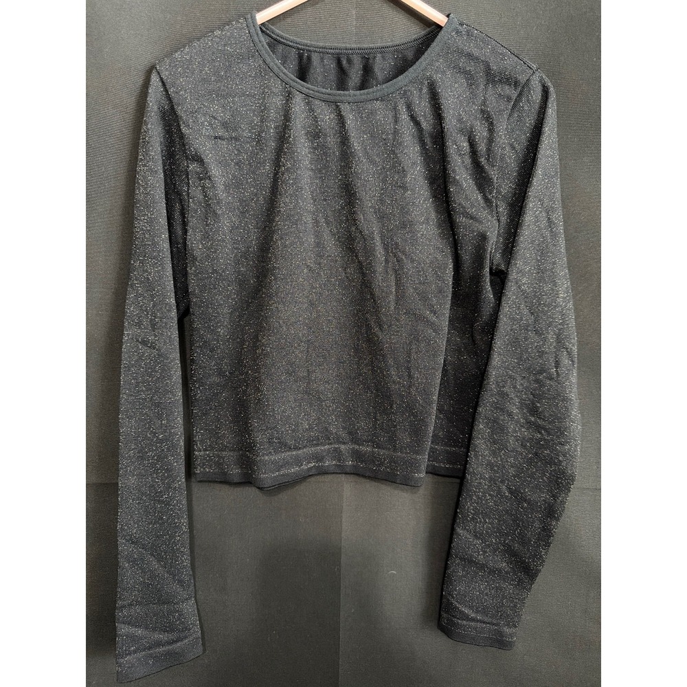 All In Motion Performance Top M Black Shimmer Gothcore Sparkle Long Sleeve Crew